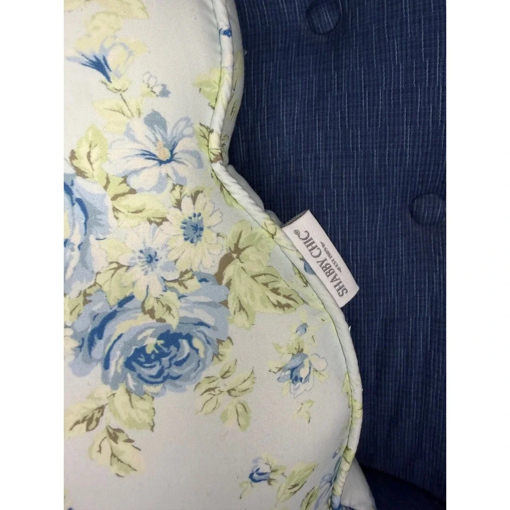Shabby Chic Bunny Shaped Decorative Pillow Blue‎ Yellow Floral Rose Pom Pom Tail